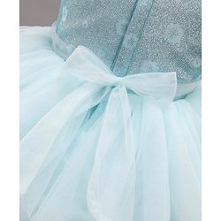 Babyhug Party Wear Sleeveless Frock Floral Appliques - Light Blue