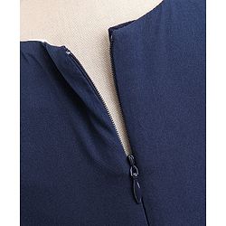Babyhug Sleeveless Party Dress With Foil Print & Bow Corsage - Navy Blue