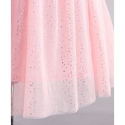 Babyhug Sleeveless Party Wear Frock With Sequinned & Floral Applique- Pink