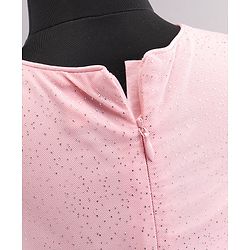 Babyhug Sleeveless Party Wear Frock With Sequinned & Floral Applique- Pink
