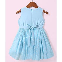 Babyhug Sleeveless Party Wear Sequin Frock - Light Blue
