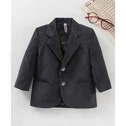Babyhug Full Sleeves Solid Blazer - Charcoal Grey