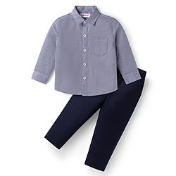 Babyhug Full Sleeves Shirt & Trousers Set Checks Print- Navy Black