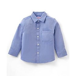 Babyhug Full Sleeves Shirt & Trouser With Tie Checked - Navy Black