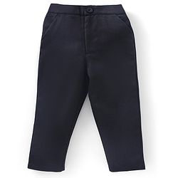 Babyhug Full Sleeves Shirt & Trouser With Tie Checked - Navy Black