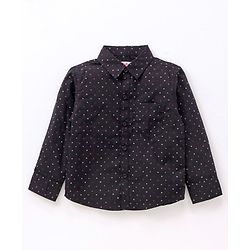 Babyhug Full Sleeves Printed Shirt & Trousers With Suspenders- Black Beige