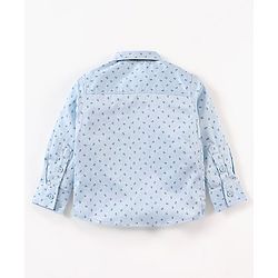 Babyhug Full Sleeves printed Party Shirt With Bow & Suspender - Blue