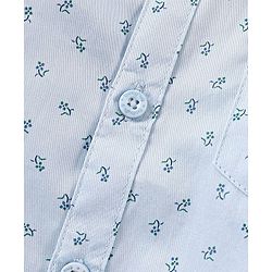 Babyhug Full Sleeves printed Party Shirt With Bow & Suspender - Blue