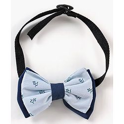Babyhug Full Sleeves printed Party Shirt With Bow & Suspender - Blue
