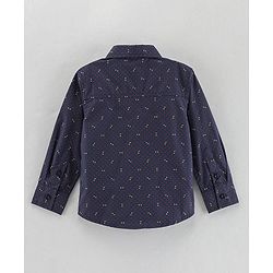 Babyhug Cotton Woven Bow Printed Shirt - Navy Black