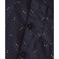 Babyhug Cotton Woven Bow Printed Shirt - Navy Black