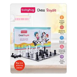 Babyhug Royal Chess Board Game - Classic 2 -Player Strategy Game with Black & White Pieces | Fun & Educational Family Game for Kids | Enhances Logic, Patience & Focus | BIS Certified