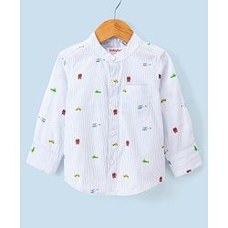 Babyhug 100% Cotton Woven Full Sleeves Shirt Helicopter Print - Blue