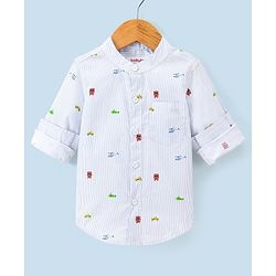 Babyhug 100% Cotton Woven Full Sleeves Shirt Helicopter Print - Blue