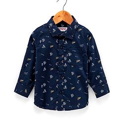 Babyhug 100% Cotton Full Sleeve Shirt Cactus Print - Navy