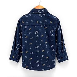 Babyhug 100% Cotton Full Sleeve Shirt Cactus Print - Navy