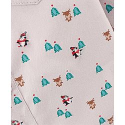 Babyhug Cotton Woven Full Sleeves Shirt with Bow Christmas Print - Blue and White