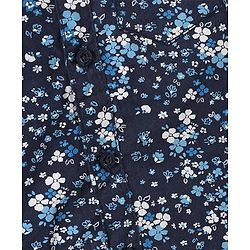 Babyhug Cotton Full Sleeves Party Wear Shirt with Bow Floral Print - Navy Blue