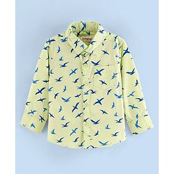 Babyhug Full Sleeves Cotton Shirt Bird Print- Green