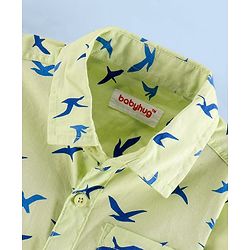 Babyhug Full Sleeves Cotton Shirt Bird Print- Green
