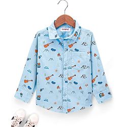 Babyhug Cotton Full Sleeves Shirt Guitar Print - Blue