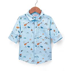 Babyhug Cotton Full Sleeves Shirt Guitar Print - Blue