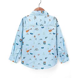 Babyhug Cotton Full Sleeves Shirt Guitar Print - Blue