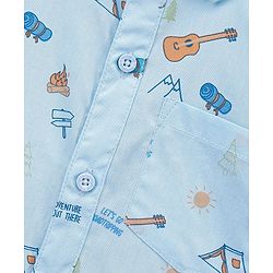 Babyhug Cotton Full Sleeves Shirt Guitar Print - Blue