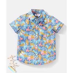 Babyhug 100% Cotton Half Sleeves Shirt Printed - Navy Blue