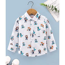 Babyhug Cotton Full Sleeves Shirt Dino Print - Blue