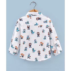 Babyhug Cotton Full Sleeves Shirt Dino Print - Blue