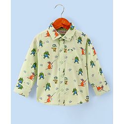 Babyhug 100% Cotton Full Sleeves Shirt Kangaroo Print - Green