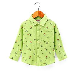 Babyhug 100% Cotton Woven Full Sleeves Shirt Basket Ball Print - Green