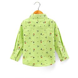 Babyhug 100% Cotton Woven Full Sleeves Shirt Basket Ball Print - Green