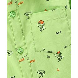Babyhug 100% Cotton Woven Full Sleeves Shirt Basket Ball Print - Green