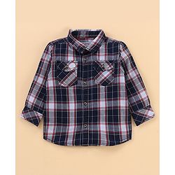 Babyhug Full Sleeves Shirt and Trousers Check Pattern - Grey