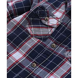 Babyhug Full Sleeves Shirt and Trousers Check Pattern - Grey