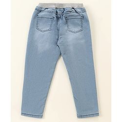 Babyhug Cotton Spandex Full Length Washed Denim Jeans - Blue