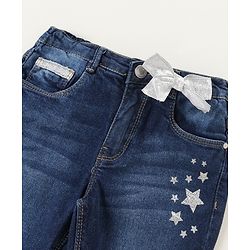 Babyhug Full Length Denim Jeans Star Pattern - Blue