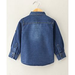 Babyhug Cotton Full Sleeves Shirt Text Embroidery - Blue