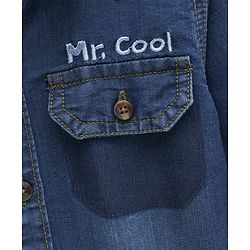 Babyhug Cotton Full Sleeves Shirt Text Embroidery - Blue