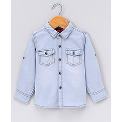 Babyhug Denim Full Sleeeves Shirt Solid Colour - Blue