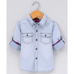 Babyhug Denim Full Sleeeves Shirt Solid Colour - Blue
