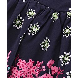 Babyhug Half Sleeves 100% Cotton Short Sleeves Woven Frock Floral Print - Navy Blue