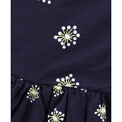 Babyhug Half Sleeves 100% Cotton Short Sleeves Woven Frock Floral Print - Navy Blue