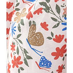 Babyhug 100% Cotton Puff Sleeves Woven Frock With Bow Applique Floral Print - White