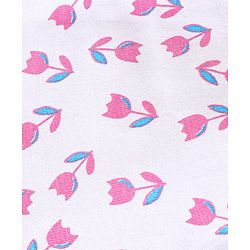 Babyhug 100%Cotton Short Sleeves Frock Floral Print - White Pink