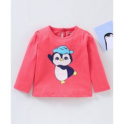 Babyhug Full Sleeves Top Penguin Print - Pink