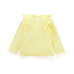 Babyhug Full Sleeves Top with Floral Graphics & Frill Detailing - Yellow