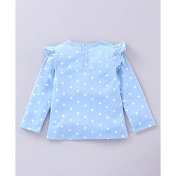 Babyhug Cotton Knit Full Sleeves Top Heart Print - Blue